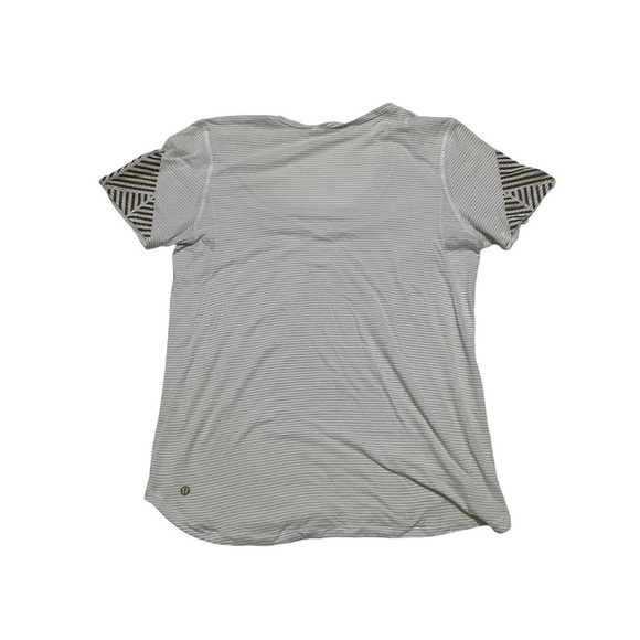 Lululemon Gold Striped V-neck Tee Sz 10 - Picture 2 of 7